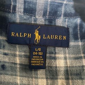 Boys Ralph Lauren plaid shirt sleeve button up 14
